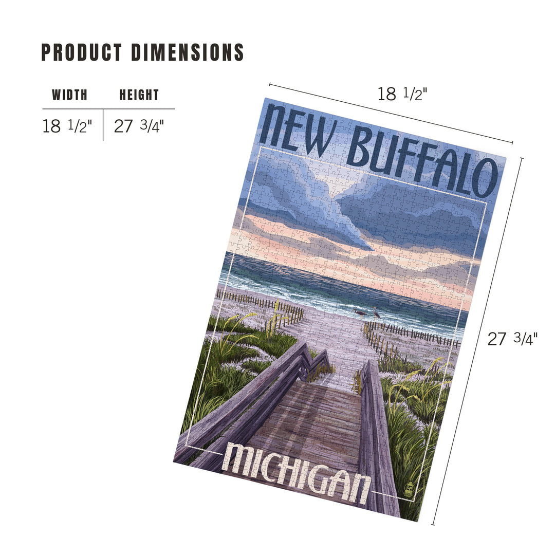 New Buffalo, Michigan, Beach Scene, Jigsaw Puzzle Puzzle Lantern Press 