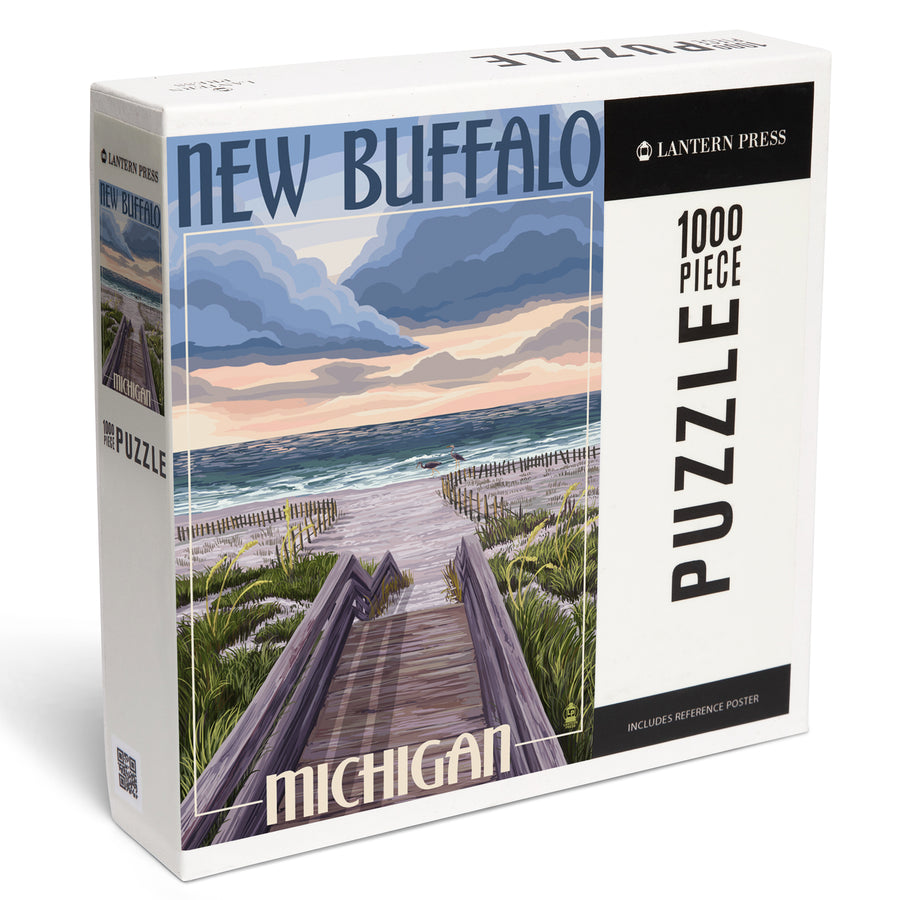 New Buffalo, Michigan, Beach Scene, Jigsaw Puzzle Puzzle Lantern Press 