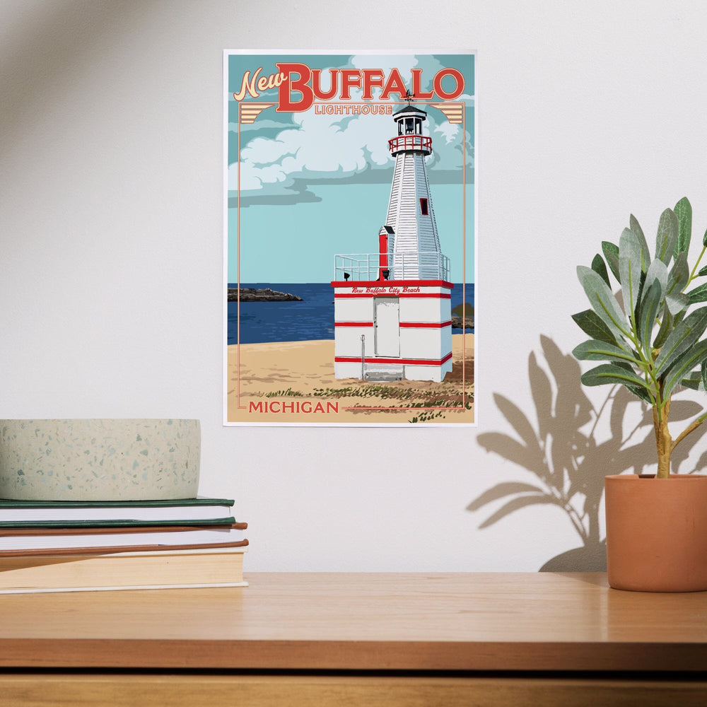 New Buffalo, Michigan, New Buffalo Lighthouse, Art & Giclee Prints Art Lantern Press 