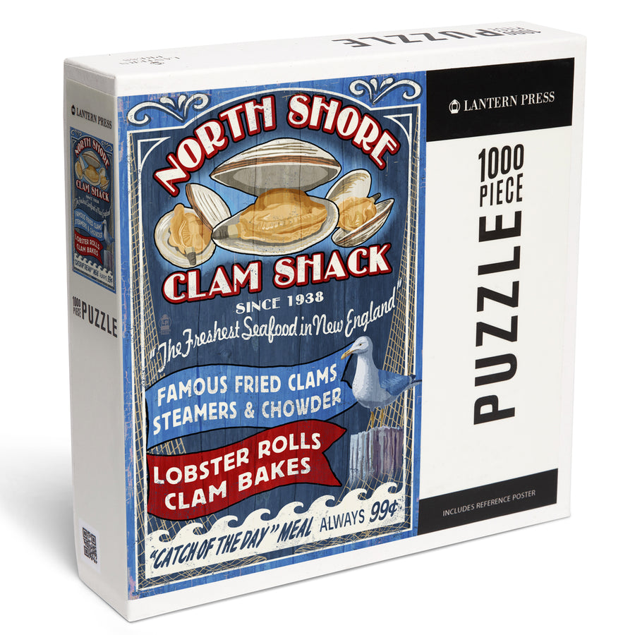 New England, Clam Shack Vintage Sign, Jigsaw Puzzle Puzzle Lantern Press 