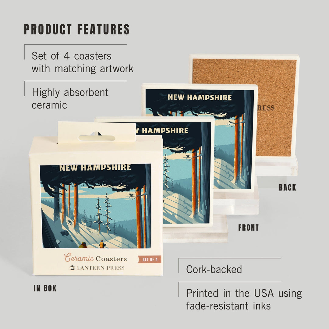 New Hampshire, Better on Foot, Snowshoeing, Coasters Coasters Lantern Press 