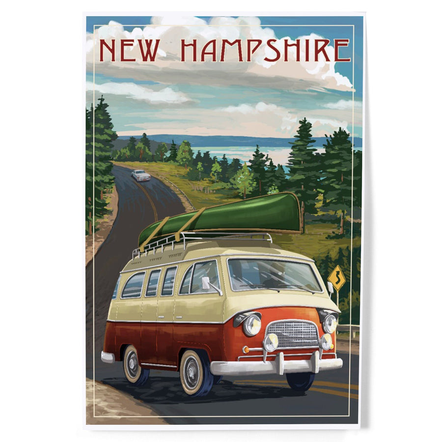 New Hampshire, Camper Van and Lake, Art & Giclee Prints Art Lantern Press 