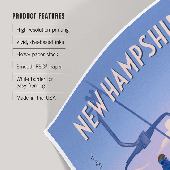 New Hampshire, Chill on the Uphill, Ski Lift, Art & Giclee Prints Art Lantern Press 