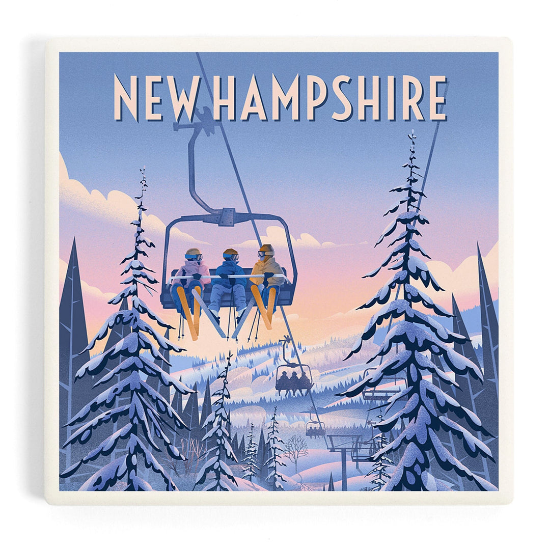New Hampshire, Chill on the Uphill, Ski Lift, Coasters Coasters Lantern Press 