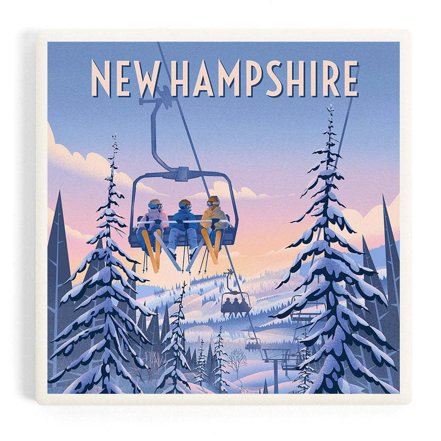 New Hampshire, Chill on the Uphill, Ski Lift, Coasters Coasters Lantern Press 