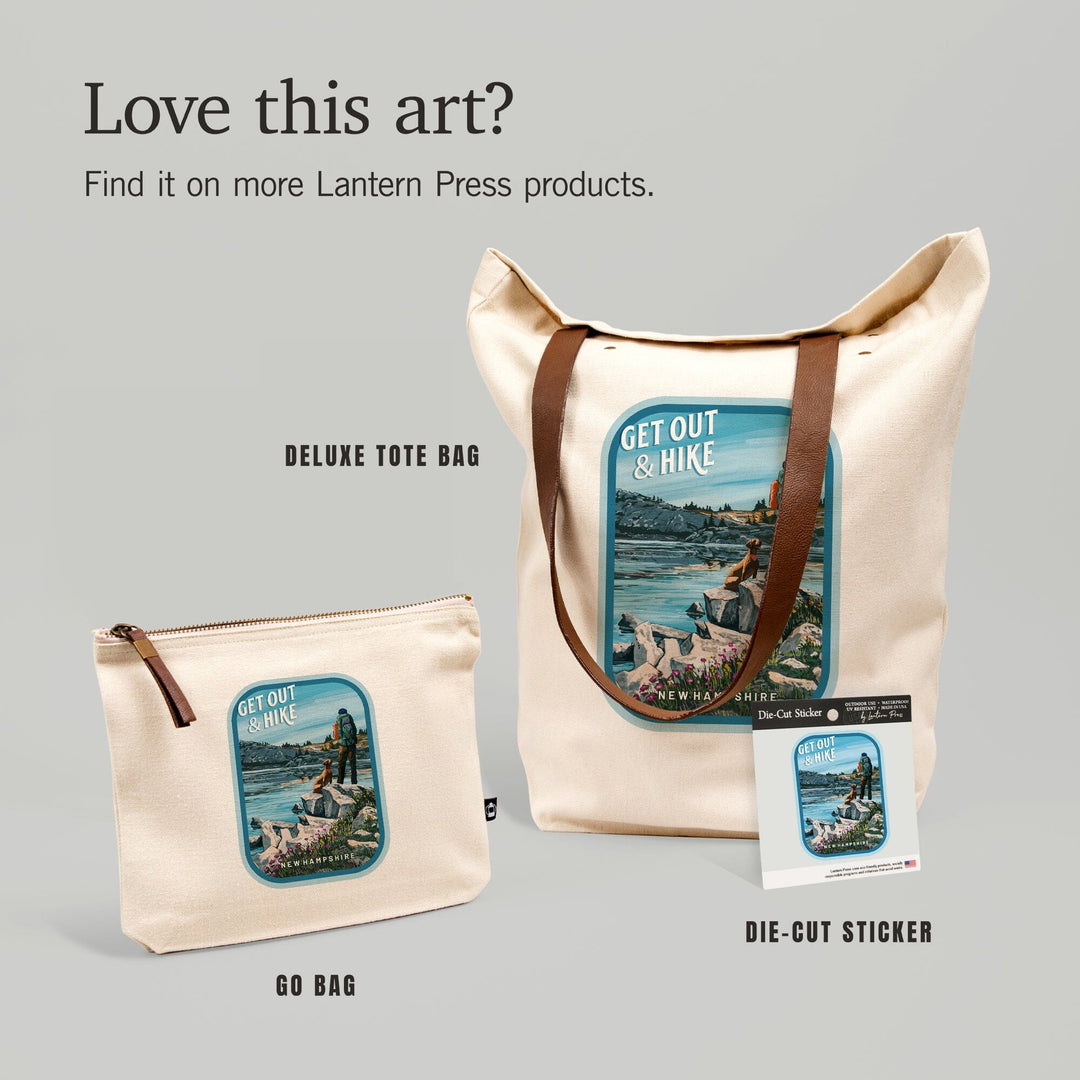 New Hampshire, Get Out and Hike, Contour, Vinyl Sticker Sticker Lantern Press 