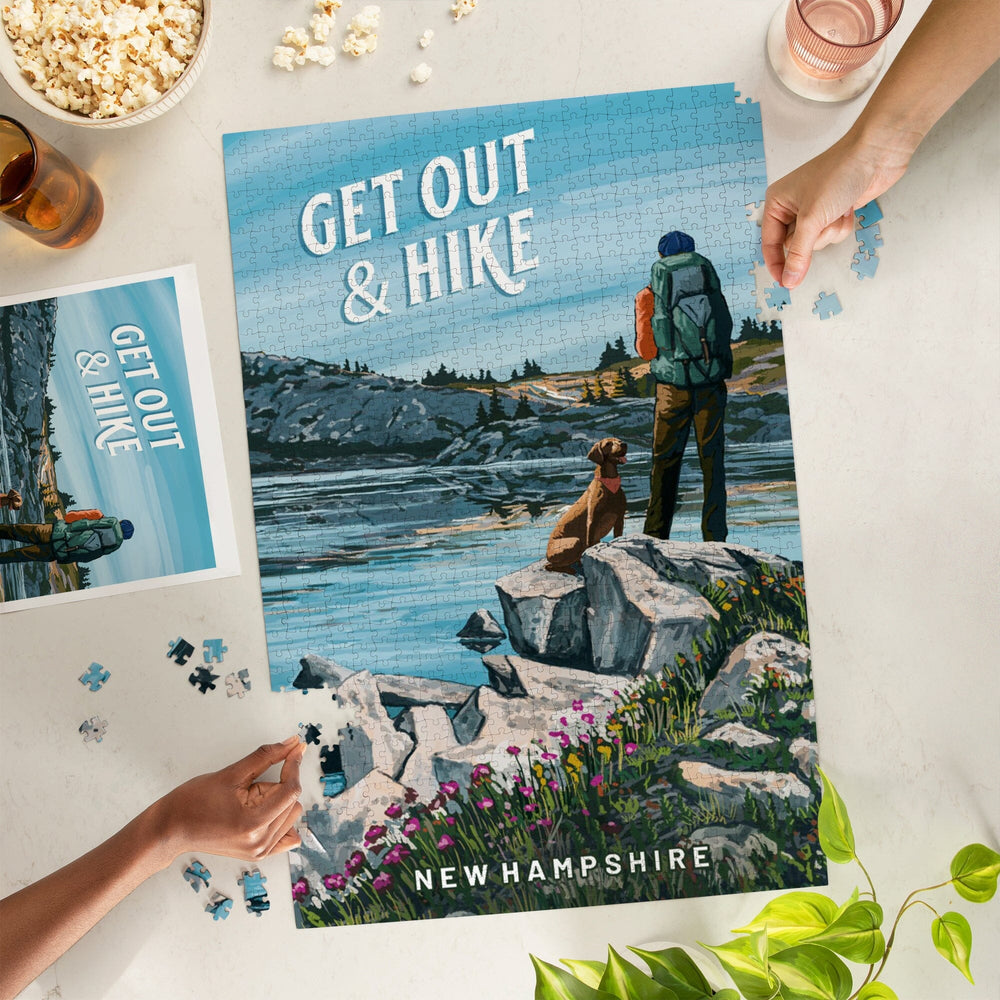 New Hampshire, Get Out and Hike, Jigsaw Puzzle Puzzle Lantern Press 