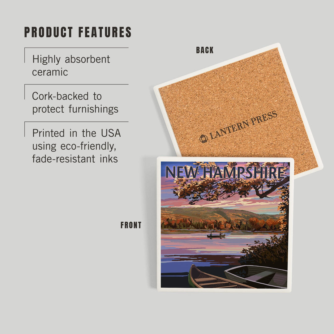 New Hampshire, Lake at Dusk, Coasters Coasters Lantern Press 
