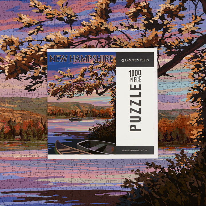 New Hampshire, Lake at Dusk, Jigsaw Puzzle Puzzle Lantern Press 