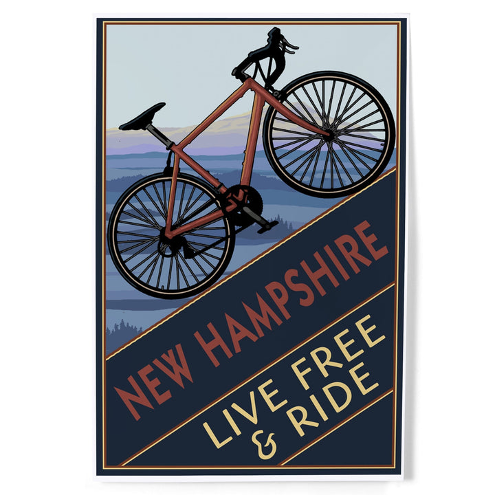 New Hampshire, Live Free and Ride, Mountain Bike, Art & Giclee Prints Art Lantern Press 