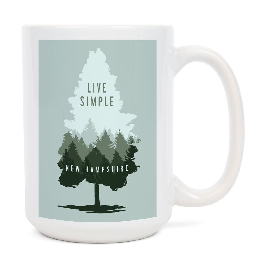 New Hampshire, Live Simple, Contour, Lantern Press Artwork, Ceramic Mug Mugs Lantern Press 