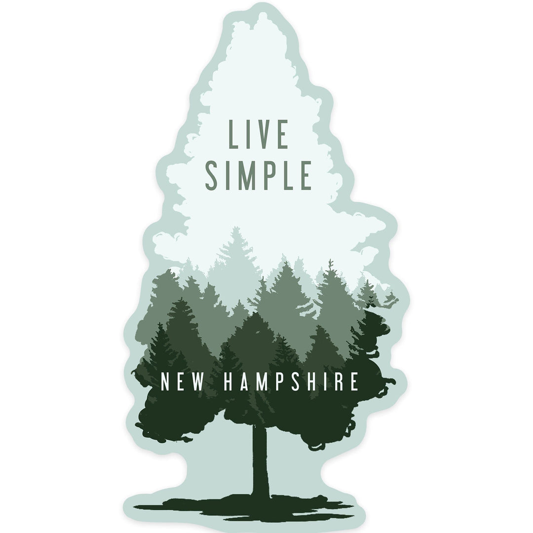 New Hampshire, Live Simple, Contour, Vinyl Sticker Sticker Lantern Press 