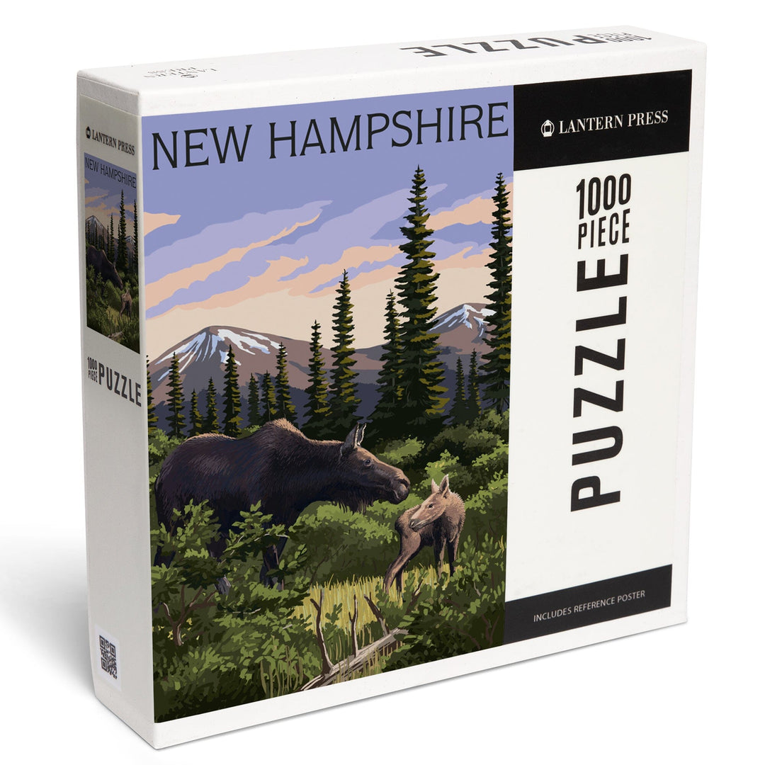 New Hampshire, Moose and Calf, Jigsaw Puzzle Puzzle Lantern Press 