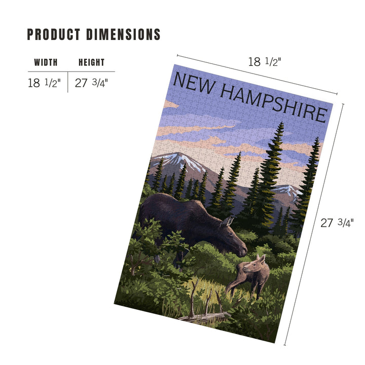 New Hampshire, Moose and Calf, Jigsaw Puzzle Puzzle Lantern Press 