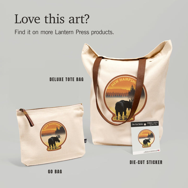 New Hampshire, Moose at Dawn, Contour, Vinyl Sticker Sticker Lantern Press 
