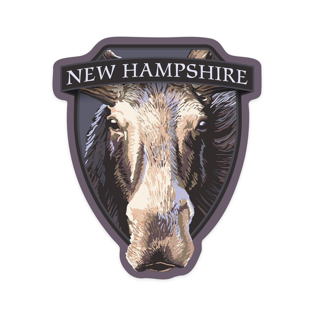 New Hampshire, Moose Up Close, Contour, Vinyl Sticker Sticker Lantern Press 