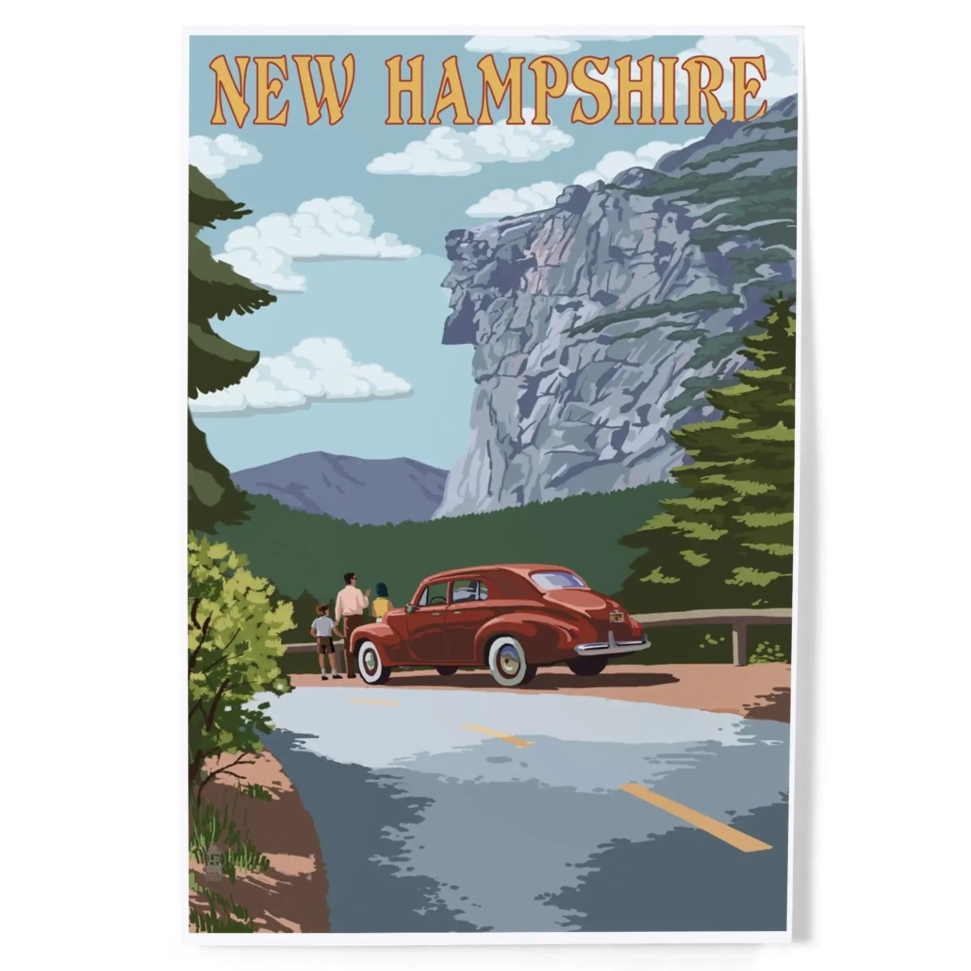 New Hampshire, Old Man of the Mountain and Roadway art prints