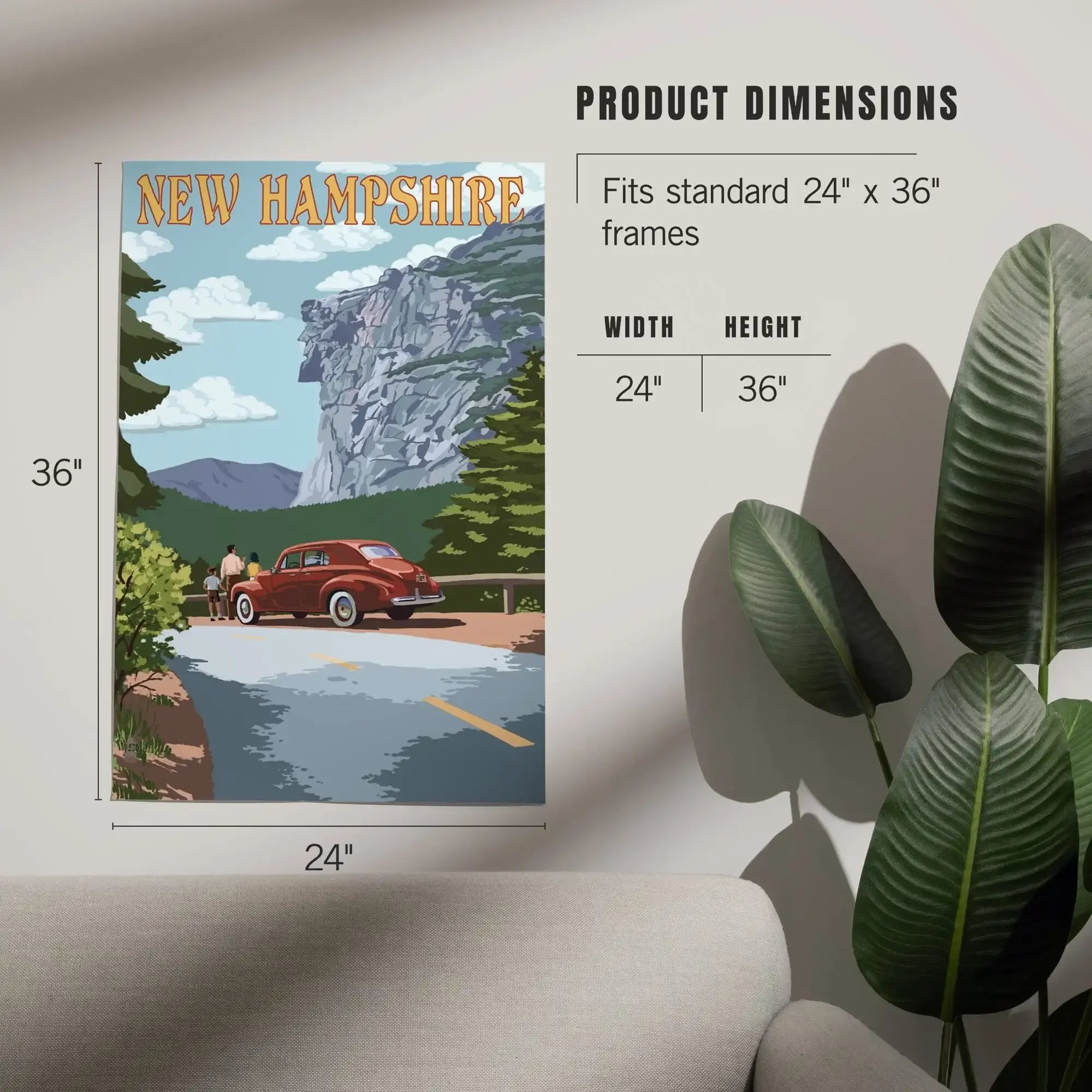 New Hampshire, Old Man of the Mountain and Roadway art prints