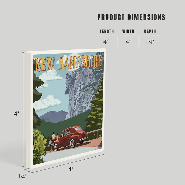 New Hampshire, Old Man of the Mountain and Roadway, Coasters Coasters Lantern Press 