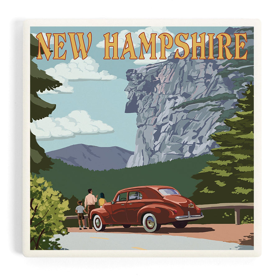 New Hampshire, Old Man of the Mountain and Roadway, Coasters Coasters Lantern Press 