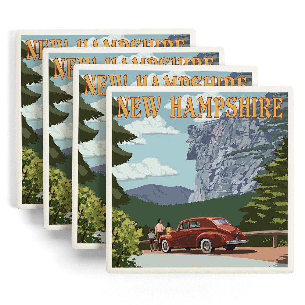 New Hampshire, Old Man of the Mountain and Roadway, Coasters Coasters Lantern Press 