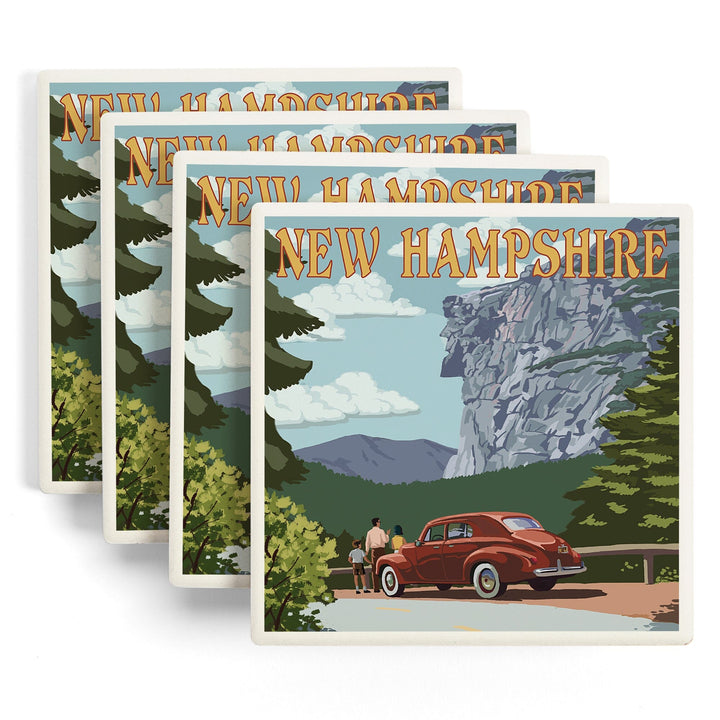 New Hampshire, Old Man of the Mountain and Roadway, Coasters Coasters Lantern Press 