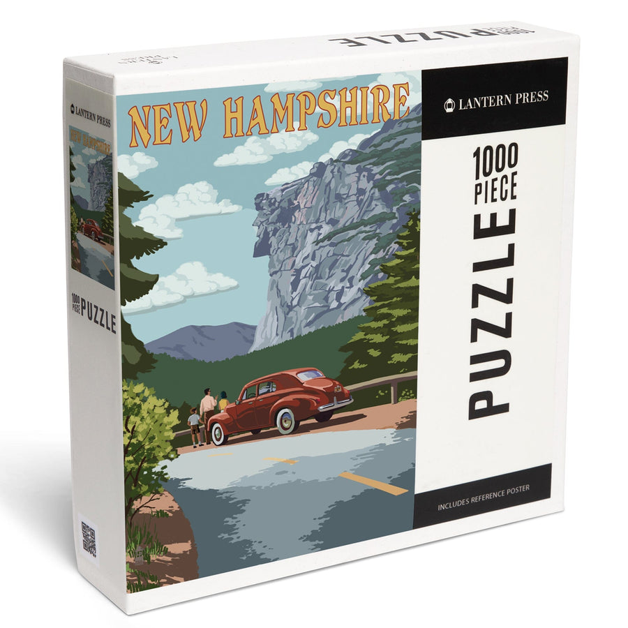 New Hampshire, Old Man of the Mountain and Roadway, Jigsaw Puzzle Puzzle Lantern Press 