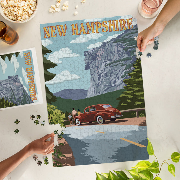 New Hampshire, Old Man of the Mountain and Roadway, Jigsaw Puzzle Puzzle Lantern Press 