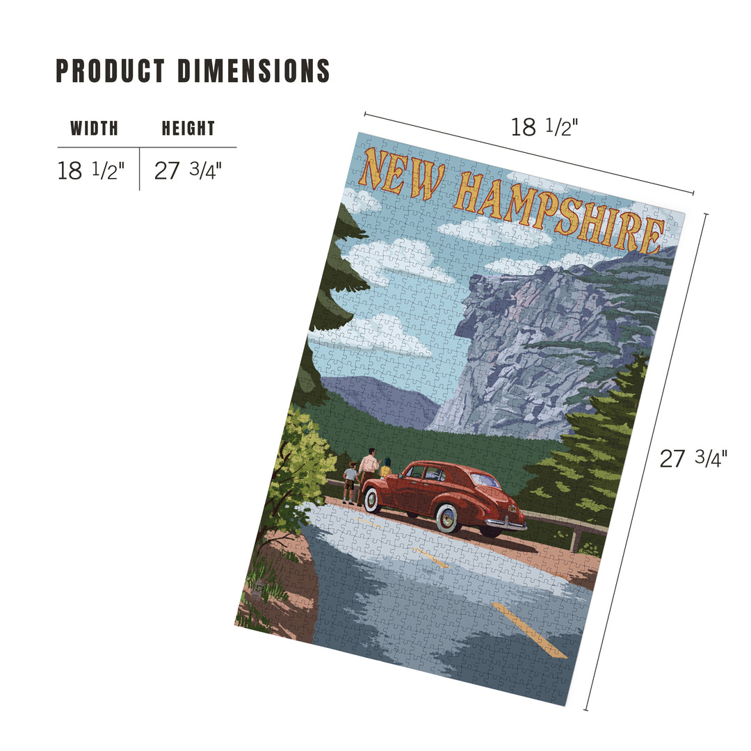 New Hampshire, Old Man of the Mountain and Roadway, Jigsaw Puzzle Puzzle Lantern Press 