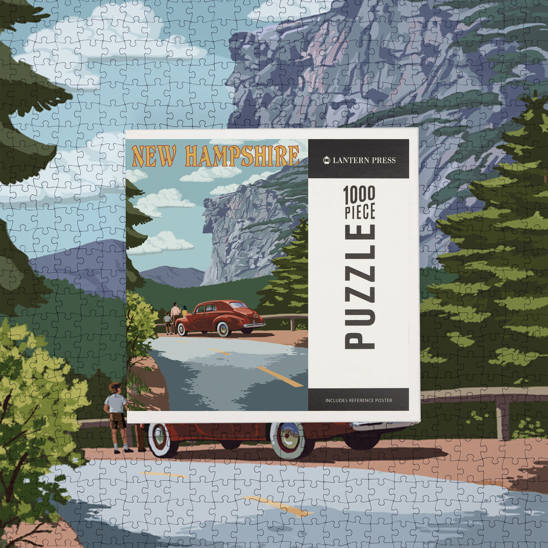 New Hampshire, Old Man of the Mountain and Roadway, Jigsaw Puzzle Puzzle Lantern Press 