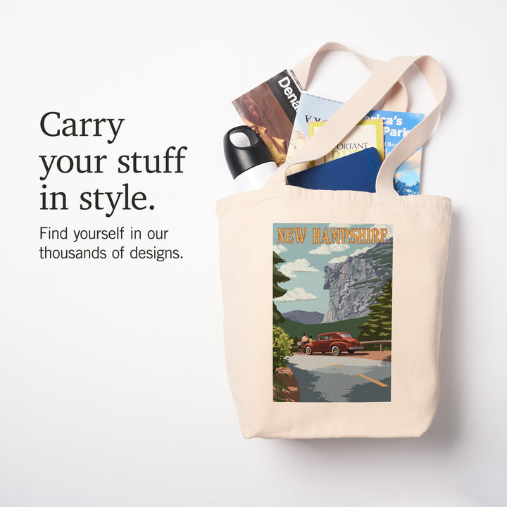 New Hampshire, Old Man of the Mountain and Roadway, Tote Bag Totes Lantern Press 