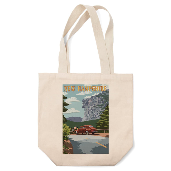 New Hampshire, Old Man of the Mountain and Roadway, Tote Bag Totes Lantern Press 