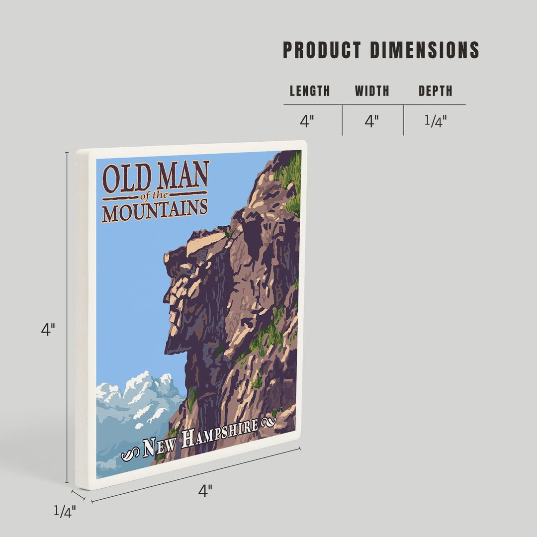 New Hampshire, Old Man of the Mountain, Coasters Coasters Lantern Press 