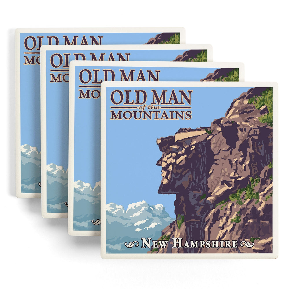 New Hampshire, Old Man of the Mountain, Coasters Coasters Lantern Press 