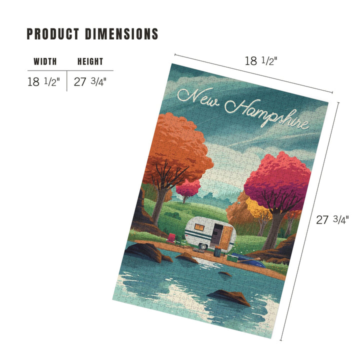 New Hampshire, Outdoor Activity, At Home Anywhere, Camper in Fall Colors, Jigsaw Puzzle Puzzle Lantern Press 