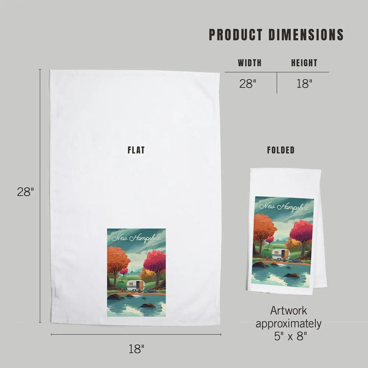 New Hampshire, Outdoor Activity, At Home Anywhere, Camper in Fall Colors, Organic Cotton Kitchen Tea Towels Kitchen Lantern Press 