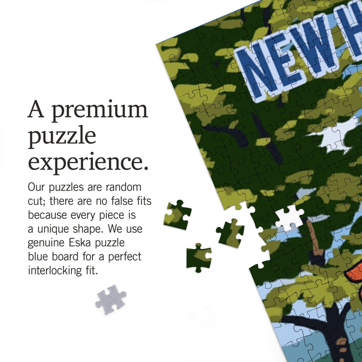 New Hampshire, Signpost, Lake and Flowers, Jigsaw Puzzle Puzzle Lantern Press 