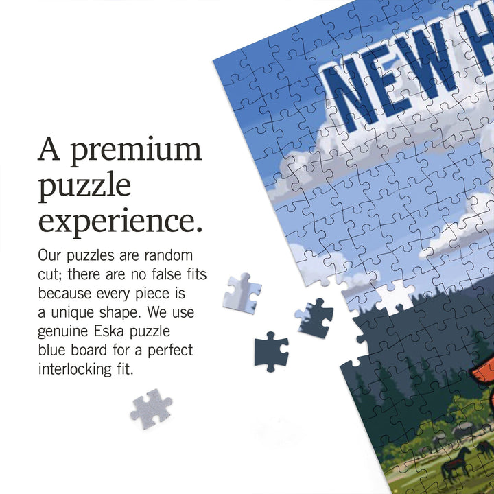 New Hampshire, Signpost, Meadow, Jigsaw Puzzle Puzzle Lantern Press 