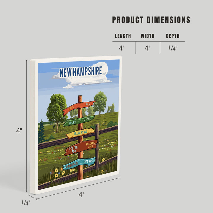 New Hampshire, Signpost, Orchard, Coasters Coasters Lantern Press 