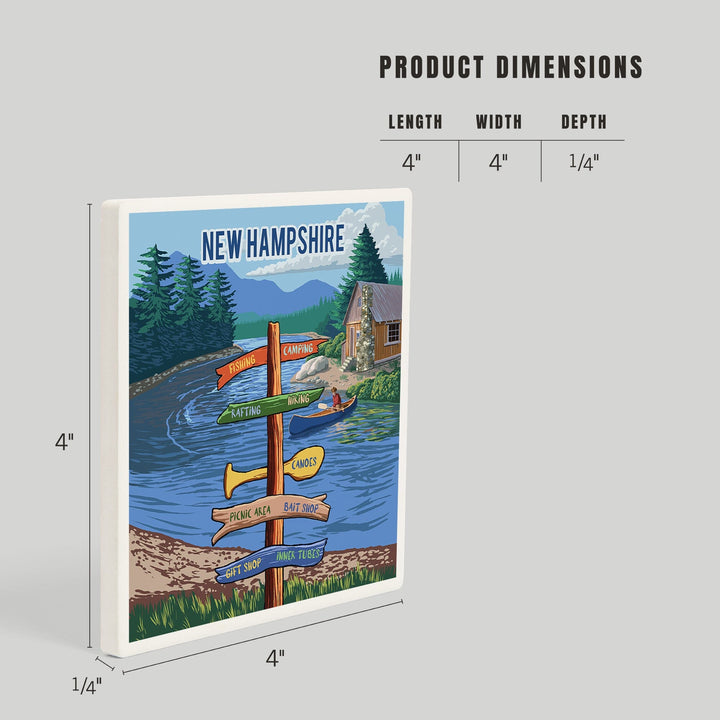 New Hampshire, Signpost, River, Coasters Coasters Lantern Press 