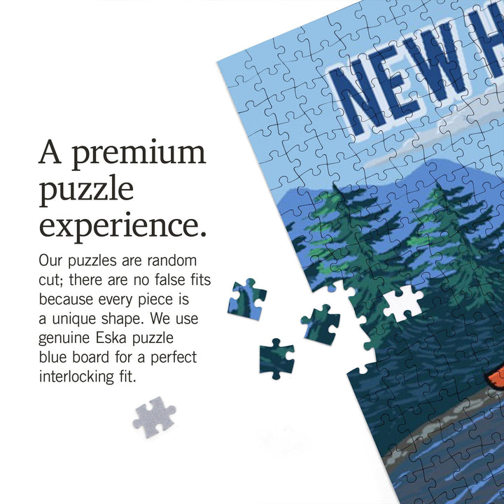 New Hampshire, Signpost, River, Jigsaw Puzzle Puzzle Lantern Press 