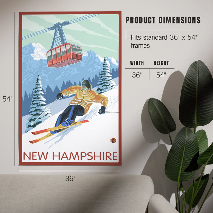 New Hampshire, Skier and Tram, Art & Giclee Prints Art Lantern Press 
