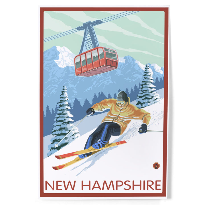 New Hampshire, Skier and Tram, Art & Giclee Prints Art Lantern Press 