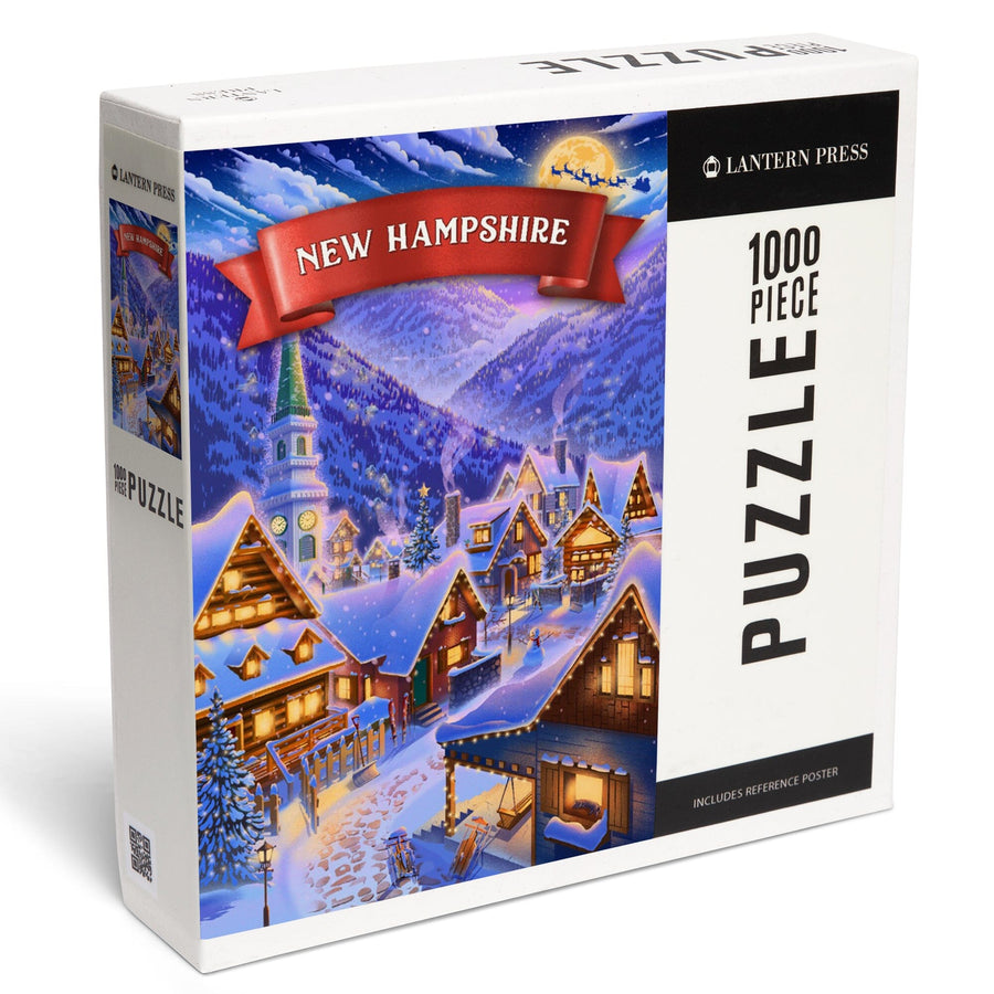 New Hampshire, Sleepy Winter Village, Jigsaw Puzzle Puzzle Lantern Press 