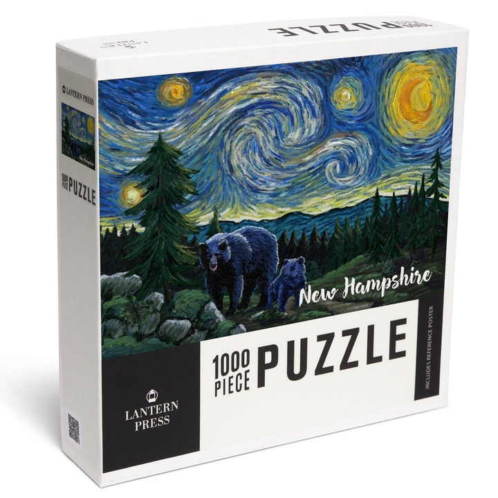 New Hampshire, Starry Night, Bear and Cub, Jigsaw Puzzle Puzzle Lantern Press 