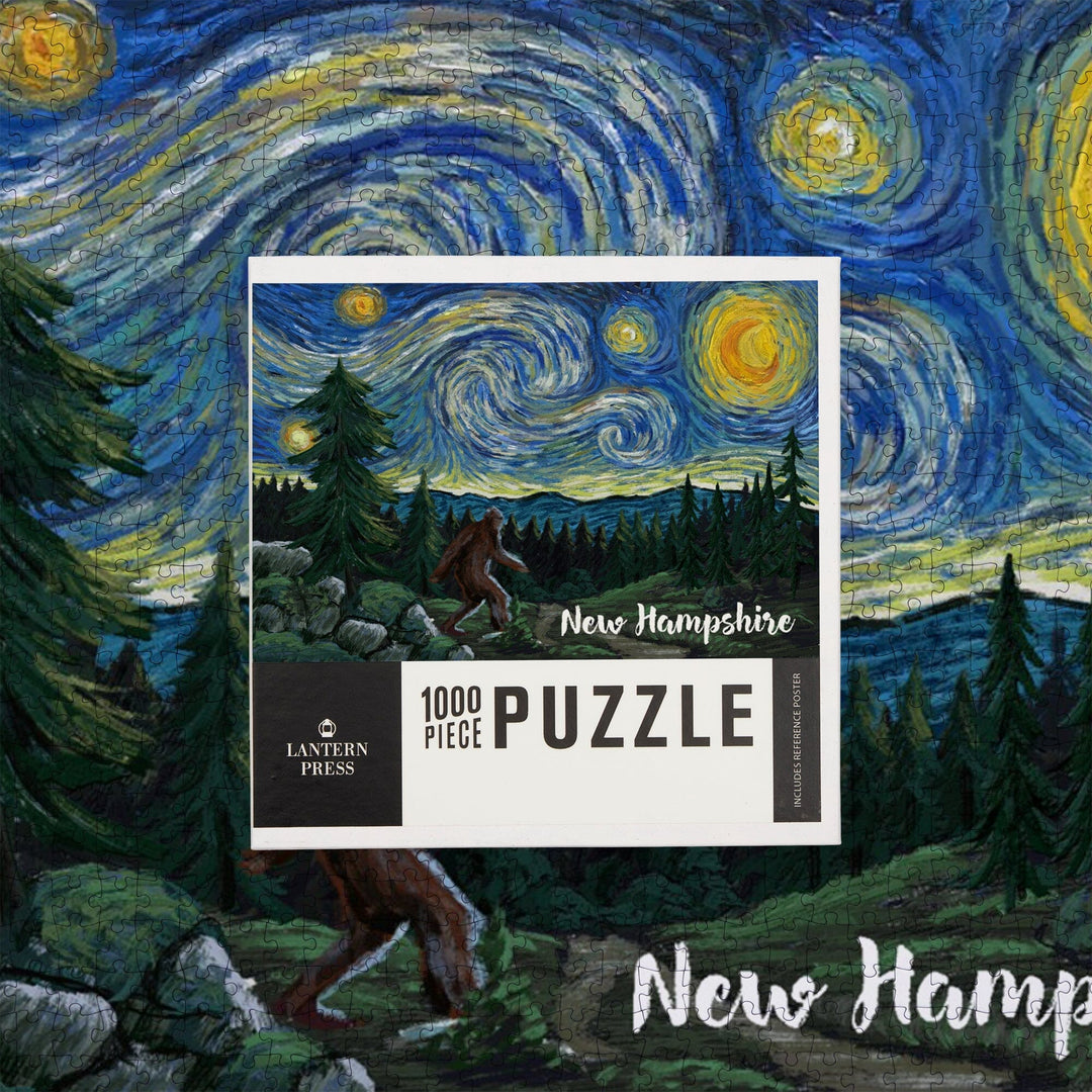 New Hampshire, Starry Night, Bigfoot, Jigsaw Puzzle Puzzle Lantern Press 