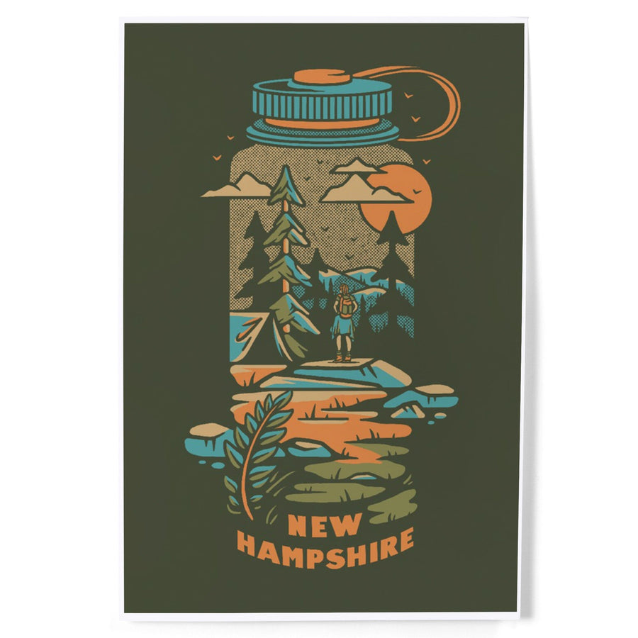 New Hampshire, Waterbottle, Distressed Vector, Art & Giclee Prints Art Lantern Press 