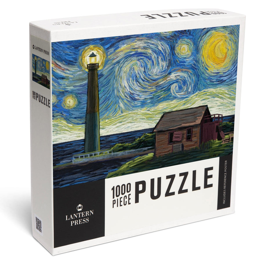 New Jersey, Barnegat Light and Shack, Skyline, Van Gogh Starry Night, Jigsaw Puzzle Puzzle Lantern Press 