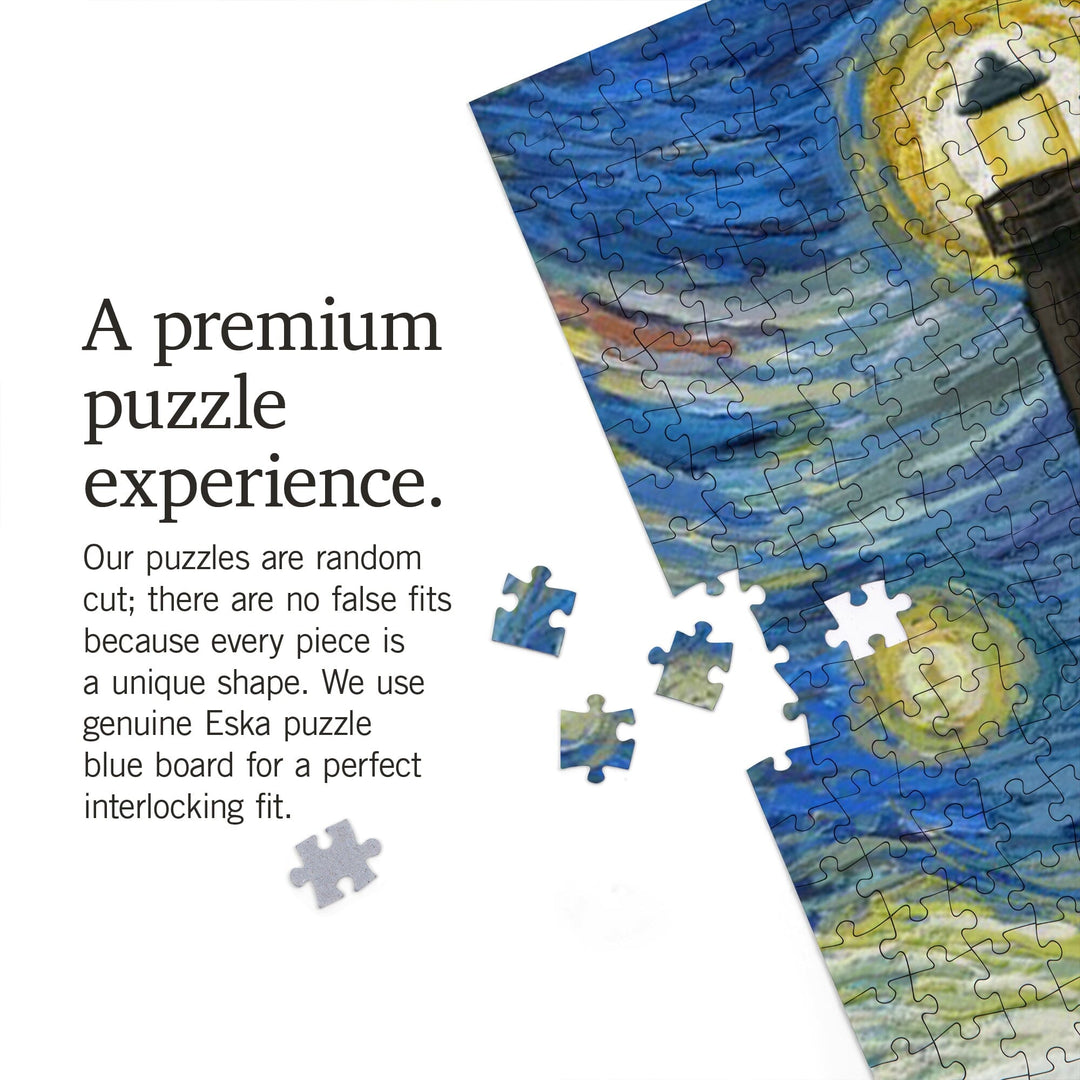 New Jersey, Barnegat Light and Shack, Skyline, Van Gogh Starry Night, Jigsaw Puzzle Puzzle Lantern Press 