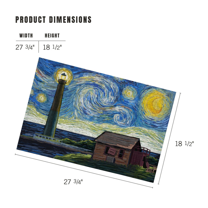 New Jersey, Barnegat Light and Shack, Skyline, Van Gogh Starry Night, Jigsaw Puzzle Puzzle Lantern Press 